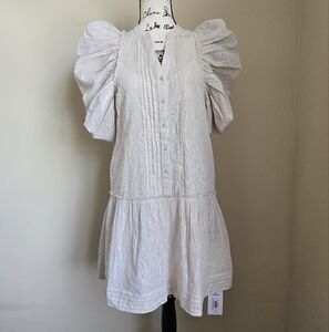 Self Contrast Ida mini dress rainbow cotton puff sleeve womens S